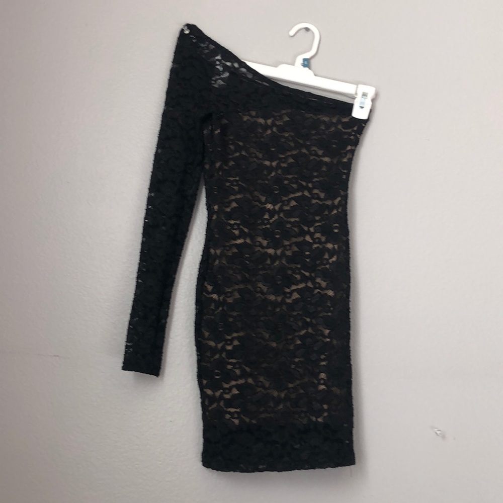 Black Lace Dress One long sleeve